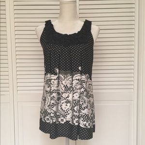Black & White Embellished Sleeveless Top